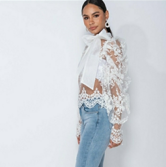 🎉HP🎉Lace Dainty😻Pussy Bow Blouse - Picture 3 of 7